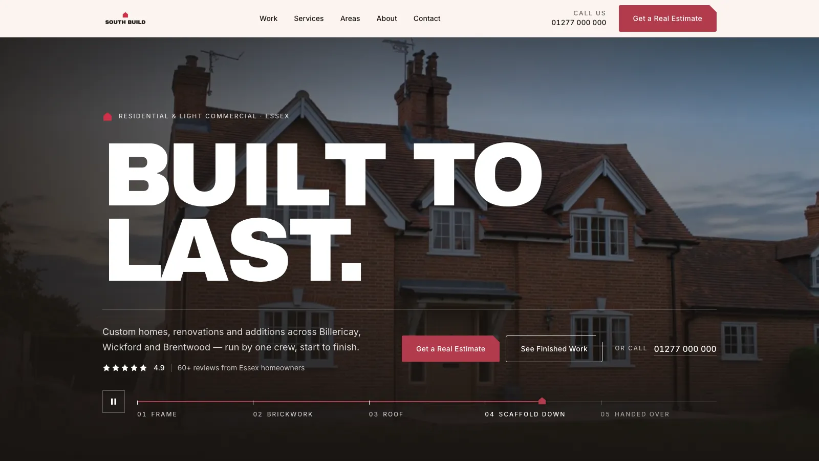Homepage of the South Build demo website